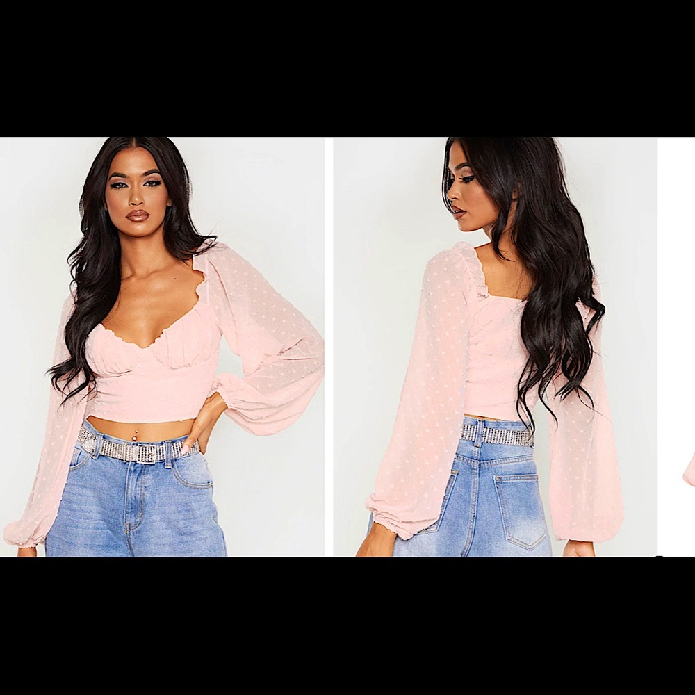 Pretty Little Thing blush long sleeved blouse